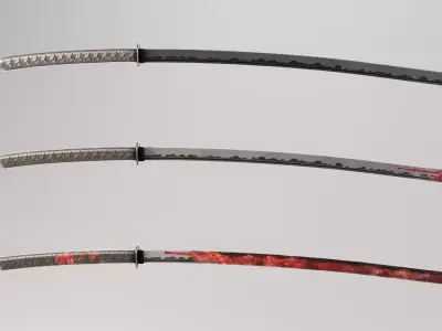 Katana Sword COLLECTION Low-poly 3D model