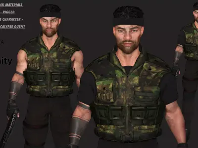 AAA 3D REALISTIC MALE CHARACTER - SURVIVAL APOCALYPSE OUTFIT Low-poly 3D model