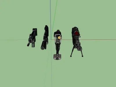 4 rifles gun with different parts Free 3D model