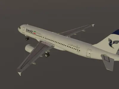 Iran air airbus a320-214 low poly 3D Model  Low-poly 3D model