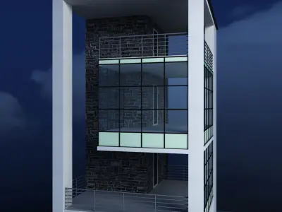 Glass tower city building 3D model