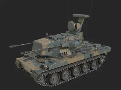 2 coatings of JSDF Type 87 self-propelled anti-aircraft gun Low-poly 3D model