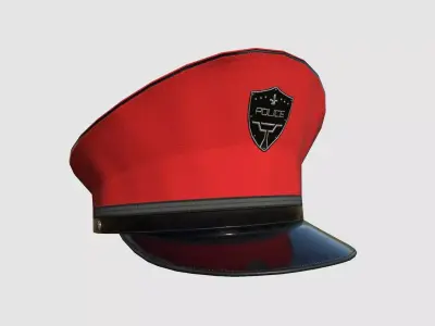 Police Cap 02 Red - Military Character Design Fashion Low-poly 3D model