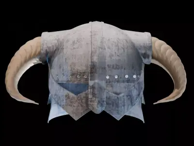 Medieval Horned Viking Helmet 3D Model Low-poly 3D model