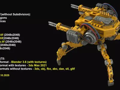 Walking Turret Concept-1-Yellow 3D model