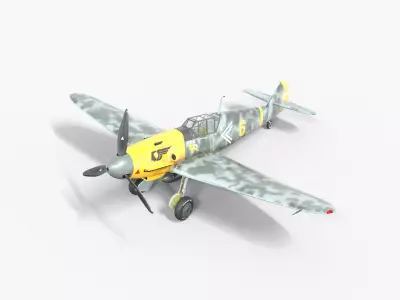 Messer Bf 109 Warplane Low-poly 3D model