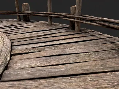 Medieval Wooden Circular Platform Arena 4 Low-poly 3D model
