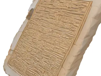Ancient Stone Tablet with Inscriptions Low-poly 3D model