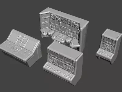 6MM SCALE COMPUTER TERMINALS MINIATURE MODELS SET FOR SCIFI GAME 3D print model