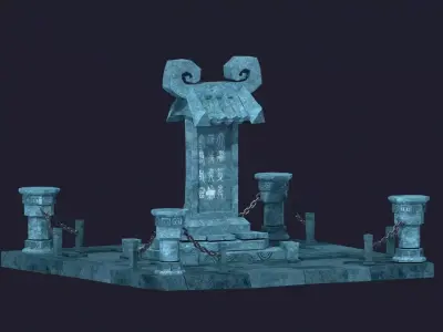 tomb tombstone skull bone cemetery dead headstone rock 3D model