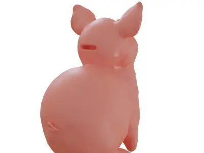 Piggy Bank 3D low-poly and high-poly Free low-poly 3D model