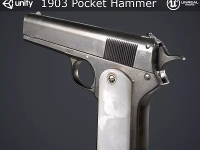 1903 Pocket Hammer Pistol Low-poly 3D model