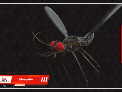 Mosquito with eyes Low-poly 3D model