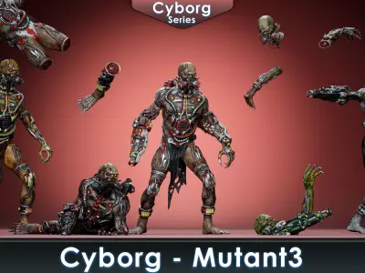 Cyborg Mutant3 Low-poly 3D model