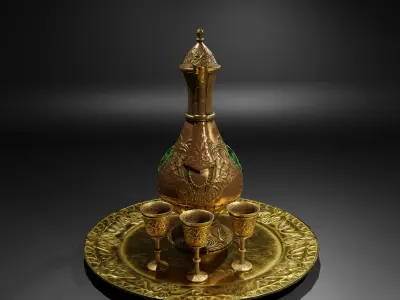Brass tea set  Free 3D model