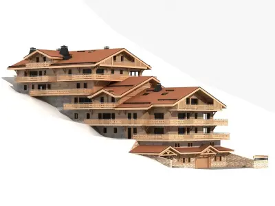 Classic wooden mountain house chalet 3D model