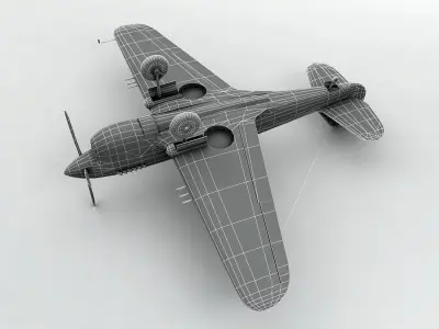  Curtiss P40-E Aircraft WWII Low-poly 3D model