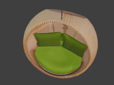 Hanging Rounded Chair Game-Ready 3D Model with PBR Textures Low-poly 3D model