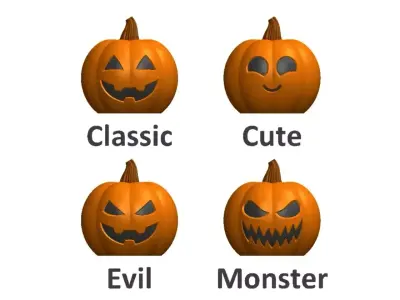 Jack-o-Lantern Pumpkin Set STL Free 3D print model