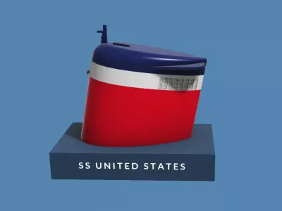 Iconic funnels SS United States 3D print model