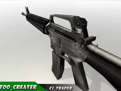 M416 assault rifle Low-poly 3D model Low-poly 3D model