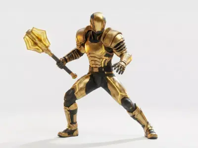 Gold Armored - Sci-Fi Character Low-poly 3D model