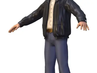 Subdivision Man Body Leather Jacket Low-poly 3D model