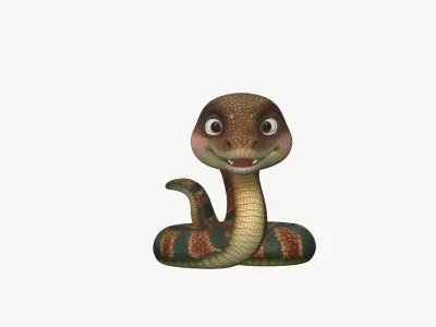 Realistic Cute 3D Snake Character 3D model