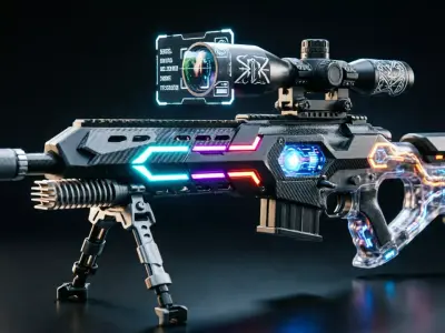 Cyberpunk Sci-Fi Sniper Rifle - Game Ready PBR Low-poly 3D model