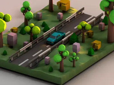 Pickup in the forest Low-poly 3D model