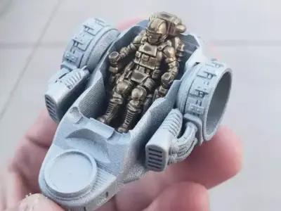 28mm Waldo Size Reference Figure With Cockpit Free 3D print model