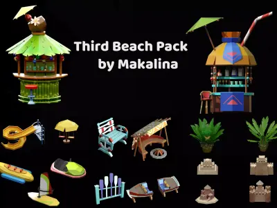 Third Stylized Beach Pack Low-poly 3D model
