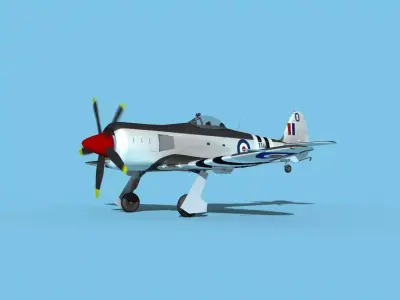 Hawker Sea Fury MKII V05 RN 3D model