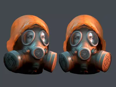 Gas mask helmet 3d model military combat fantasy Low-poly 3D model