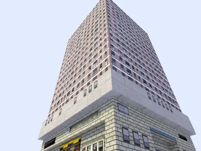skyscraper tall building with roof Low-poly 3D model