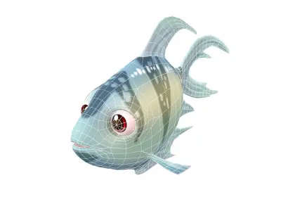 Black Skirt Tetra fish animated Low-poly 3D model