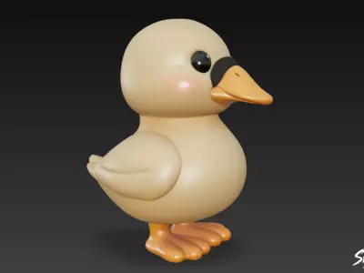 Cartoon Plush Duck Low-poly 3D model