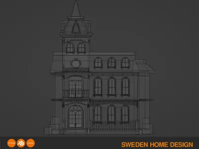 SWEDEN HOME DESIGN Low-poly 3D model