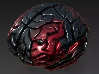 Dark Red Cyberpunk Tech Brain Model Bundle 3D model