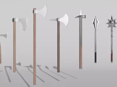 Medieval Axes and Blunt Weapons 3D Model Collection