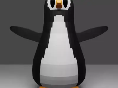 Penguin pixel Free low-poly 3D model