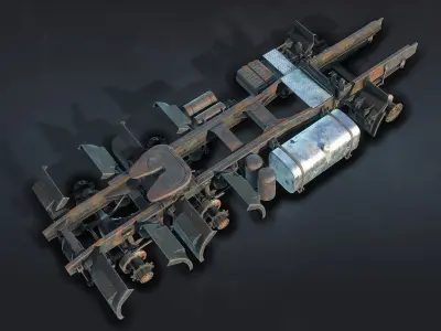 Semi-Trailer Truck Frame Rusty Low-poly 3D model