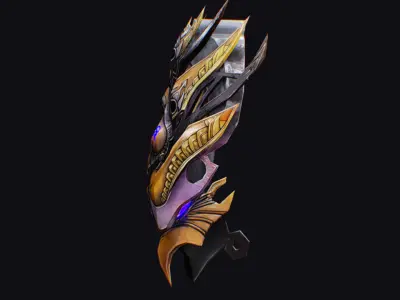Shield Mythical Legendary Armor Golden Dragon Head Equipment Low-poly 3D model