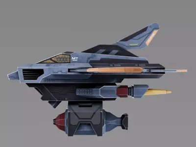 Game-Ready Spaceship with low poly count Low-poly 3D model