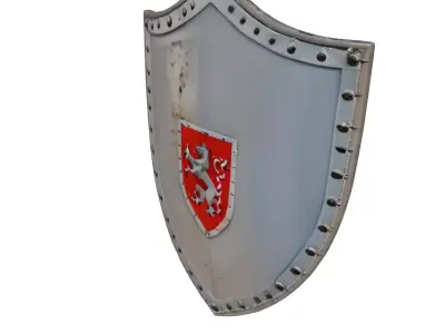Dented Medieval Steel Shield 3D model