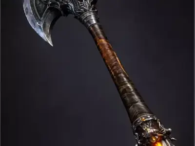 Shadow Ember Battle Axe Low-poly 3D model