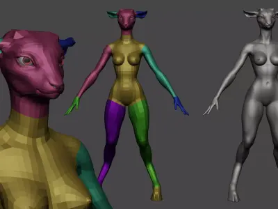 Furry Goat Girl base mesh - COMMERCIAL LICENCE Low-poly 3D model