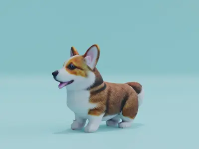 Corgi Puppy Dog Cute Free low-poly 3D model