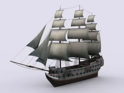 Fregat 1 sailing ship Low-poly 3D model