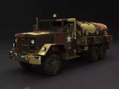 M49 Fuel Servicing Truck - M49 Fuel Truck with soldier map  3D model